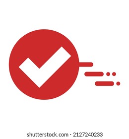 A moving check mark icon. Power of action. Vectors.