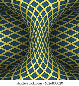 Moving checkered hyperboloid. Vector optical illusion illustration.