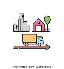 Moving from city to village сolor line icon. Life for yourself. Abandonment of other people's goals. Pictogram for web page, mobile app, promo. UI UX GUI design element. Editable stroke.