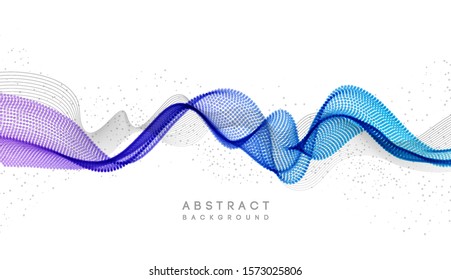 Moving colorful abstract background. Dynamic Effect. Halftone dots and wave. Vector Illustration. Design Template for poster and cover.