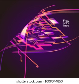 Moving colorful lines of abstract background