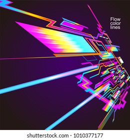 Moving colorful lines of abstract background
