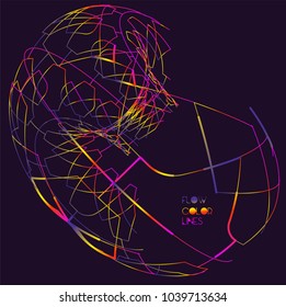 Moving colorful lines of abstract background