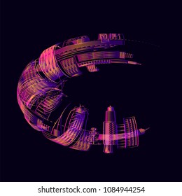 Moving colorful lines of abstract background