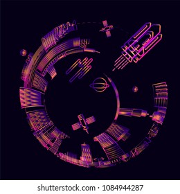 Moving colorful lines of abstract background