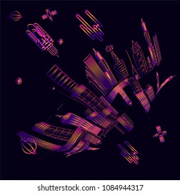 Moving colorful lines of abstract background