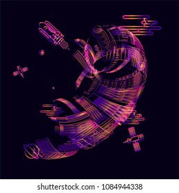 Moving colorful lines of abstract background