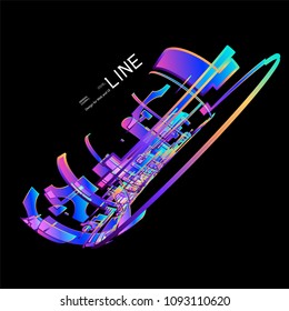 Moving colorful lines of abstract background