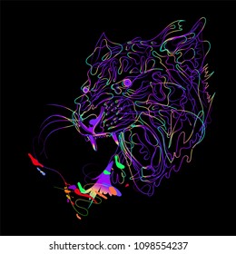 Moving colorful lines of abstract background