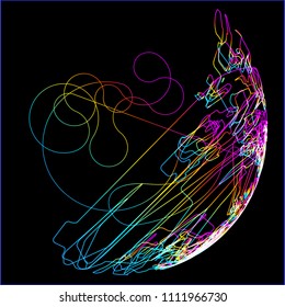 Moving colorful lines of abstract background