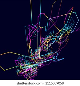 Moving colorful lines of abstract background
