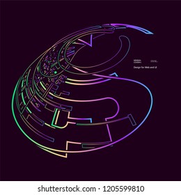 Moving colorful lines of abstract background