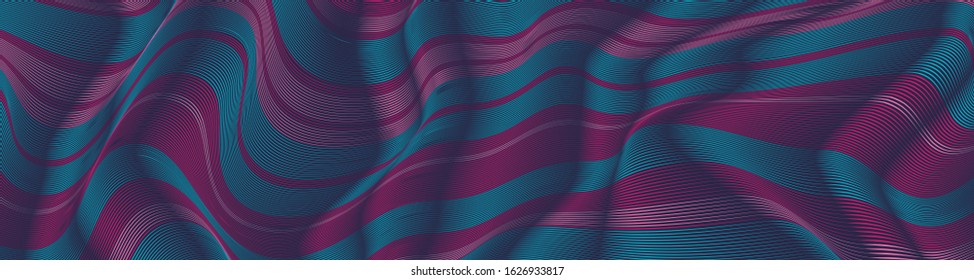 Moving colorful lines of abstract background. The illusion of perspective.