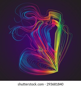 Moving colorful lines of abstract background