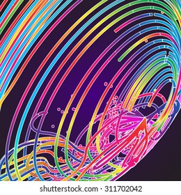 Moving colorful lines of abstract background