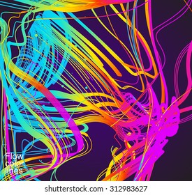 Moving colorful lines of abstract background