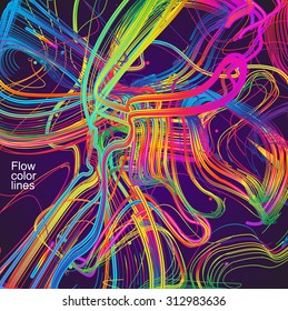 Moving colorful lines of abstract background