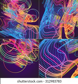 Moving colorful lines of abstract background