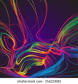 Moving colorful lines of abstract background