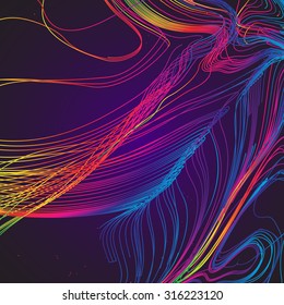 Moving colorful lines of abstract background