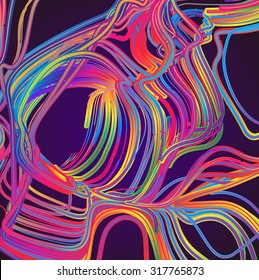 Moving colorful lines of abstract background