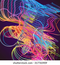 Moving colorful lines of abstract background