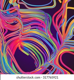 Moving colorful lines of abstract background