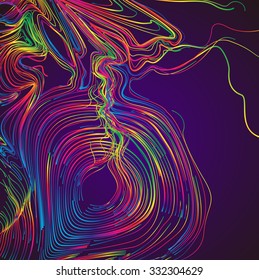Moving colorful lines of abstract background