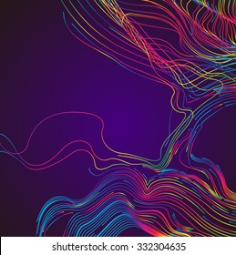 Moving colorful lines of abstract background