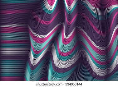 Moving colorful lines of abstract background. The illusion of perspective.