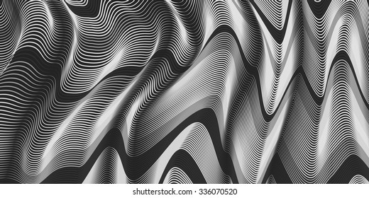 Moving colorful lines of abstract background. The illusion of perspective.