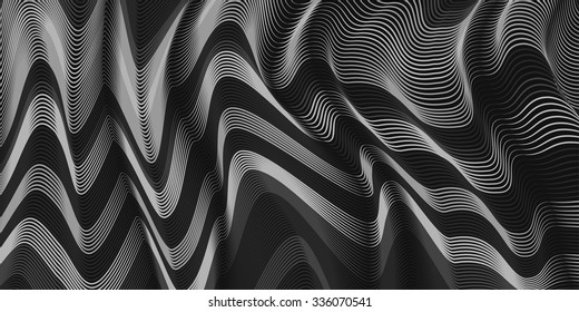 Moving colorful lines of abstract background. The illusion of perspective.