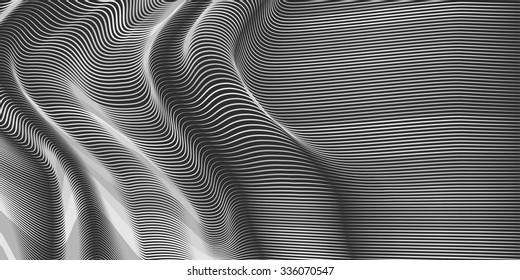 Moving colorful lines of abstract background. The illusion of perspective.