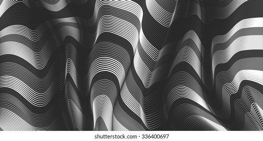 Moving colorful lines of abstract background. The illusion of perspective.