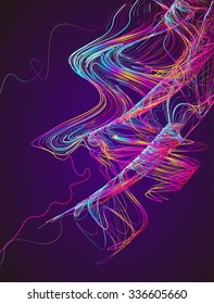 Moving colorful lines of abstract background