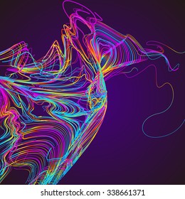 Moving colorful lines of abstract background