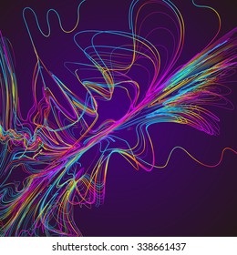 Moving colorful lines of abstract background