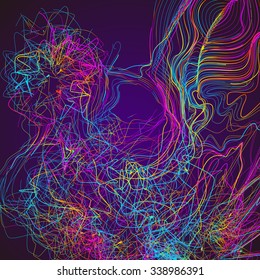 Moving colorful lines of abstract background