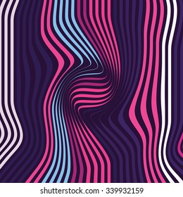 Moving colorful lines, abstract background. The illusion of perspective.