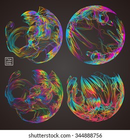 Moving colorful lines of abstract background