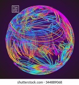 Moving colorful lines of abstract background