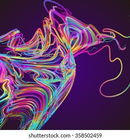 Moving colorful lines of abstract background