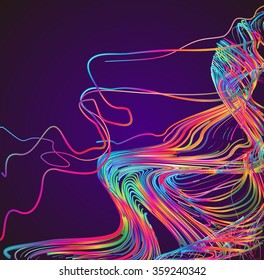 Moving colorful lines of abstract background 