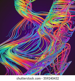 Moving colorful lines of abstract background 