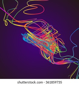 Moving colorful lines of abstract background