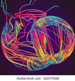 Moving colorful lines of abstract background