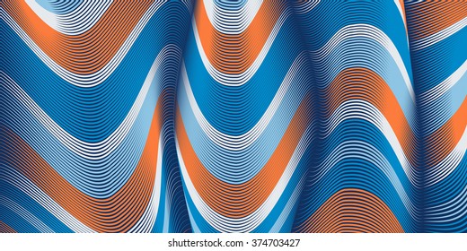 Moving colorful lines of abstract background. The illusion of perspective.