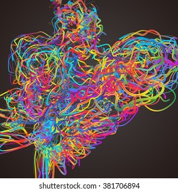 Moving colorful lines of abstract background