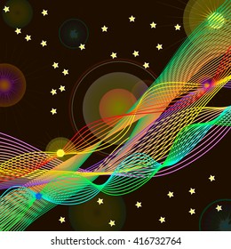 Moving colorful lines of abstract background. Abstract Space background for design, can be  used for wallpaper, pattern fills, web page background,surface textures, textiles.