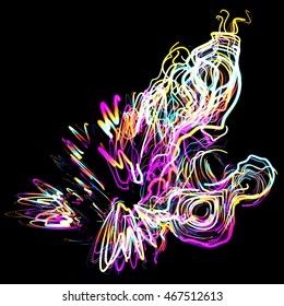 Moving colorful lines of abstract background